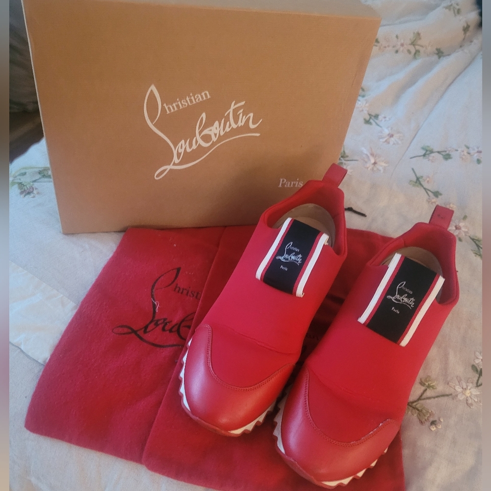 Christian Louboutin Red Sneakers LoubiShark Authentic100%